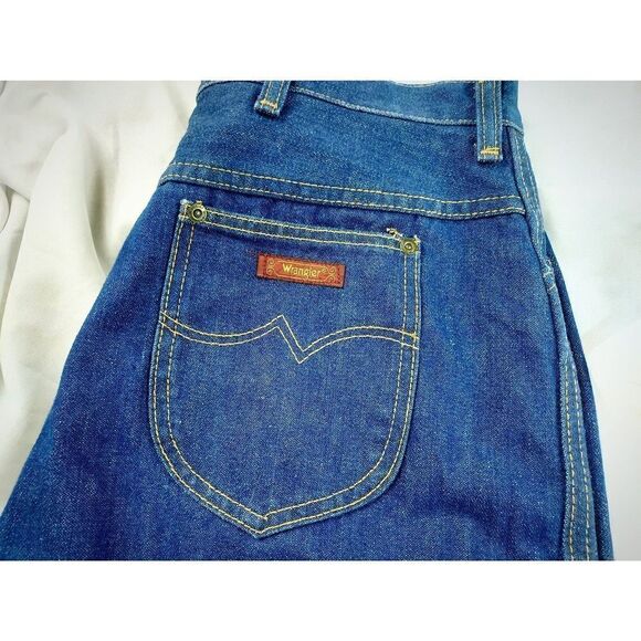 1970s WRANGLER Cowgirl Rockabilly Country Western Hippie Dark Blue Jeans Sz 18 - Picture 7 of 13